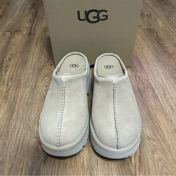 UGG tan suede platform heeled clogs mules slip on shoes women’s 9 new in box - Picture 7 of 8